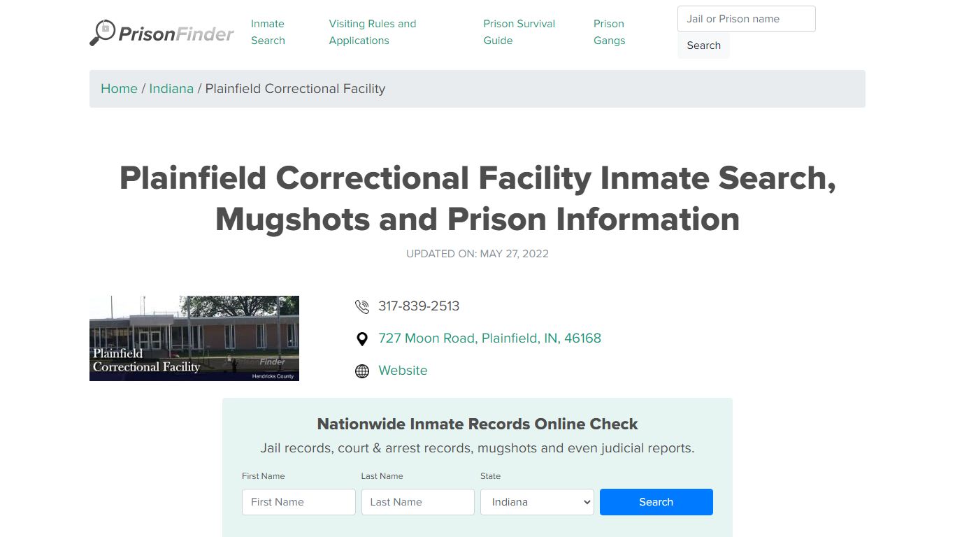 Plainfield Correctional Facility Inmate Search, Mugshots ...