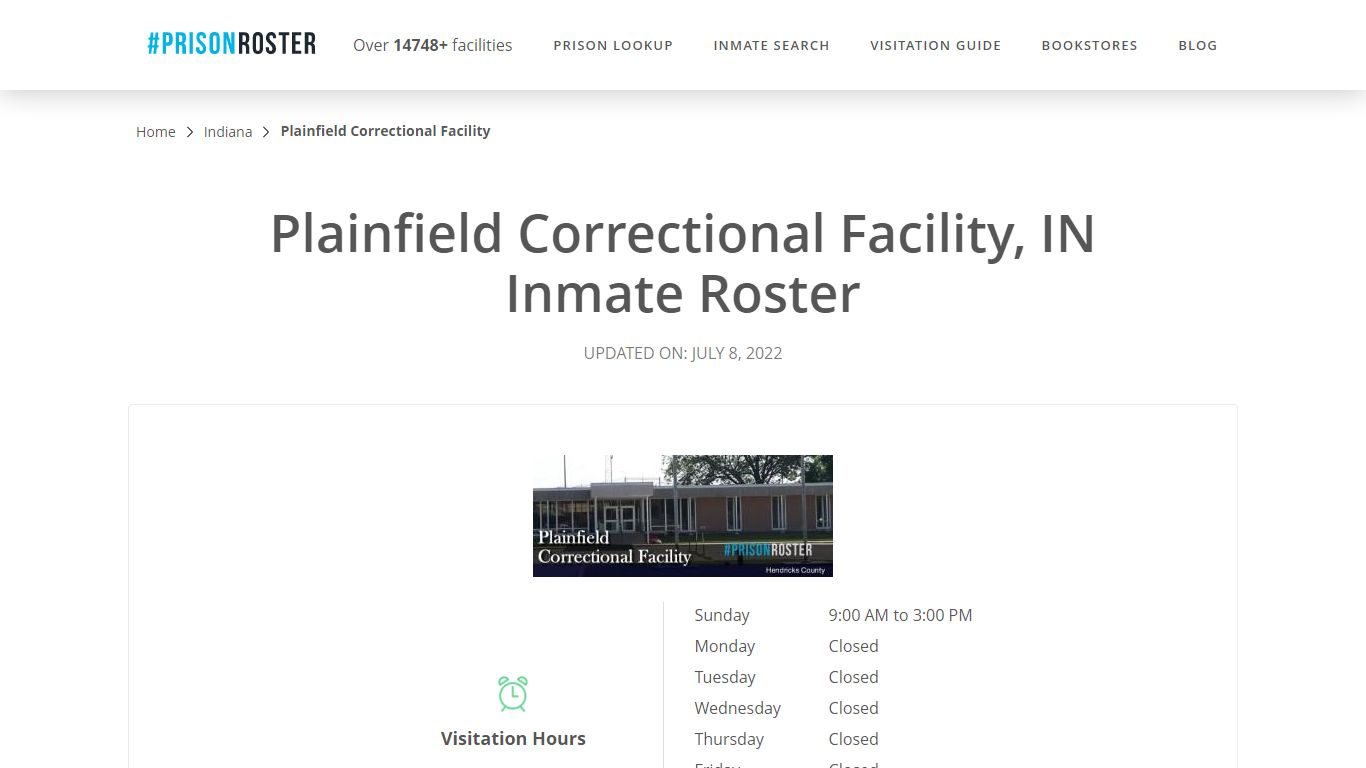 Plainfield Correctional Facility, IN Inmate Roster